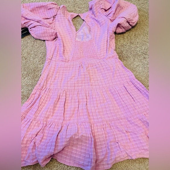 NWT!! French Connection Birch Gingham Tiered Dress in Summer Lavender - Picture 6 of 11
